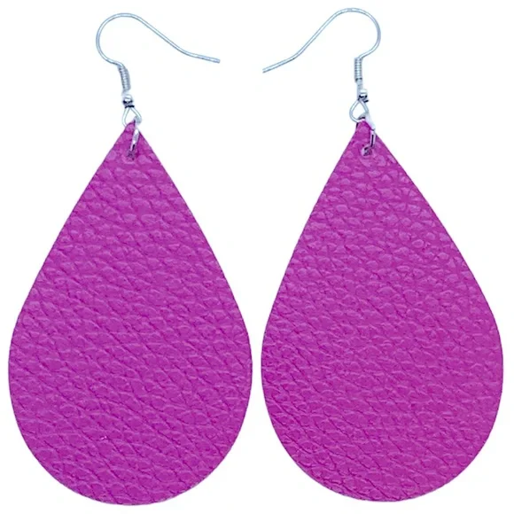 Faux Leather Teardrop Earrings - Picture 1 of 4